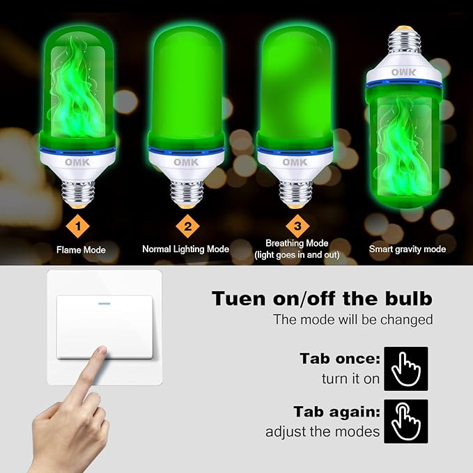 LED Bulbs, Green Flame Effect, 4 Pack, 3W PAR30S