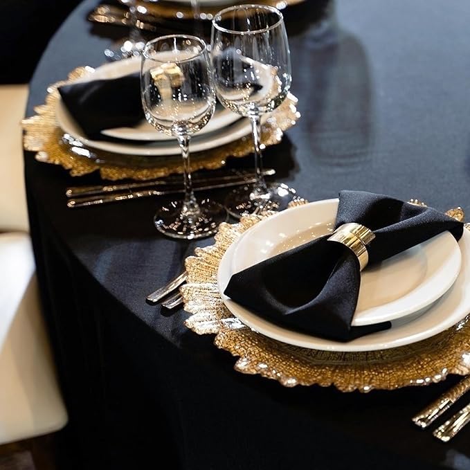 Round Tablecloths, Black, 8 Pack, 90 Inch Polyester