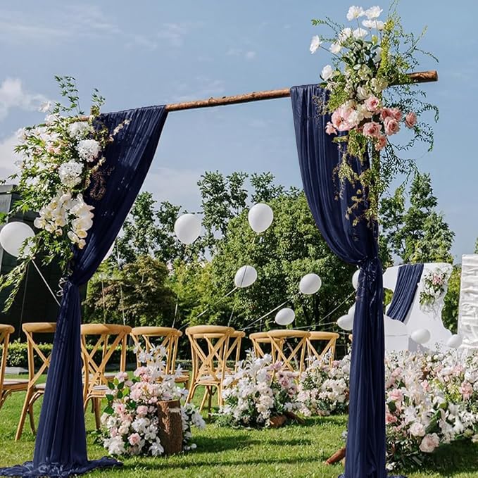 Outdoor Curtains - Navy Blue Sheer Gauze Drapes, 4 Panels, 29 x 20 Ft