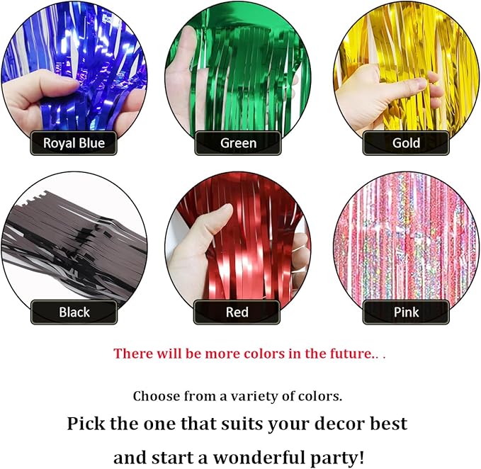 4 Pack Gold Total 40 Feet Foil Fringe Garland Metallic Tinsel Banner Wall Hanging Drapes Parade Float Skirting Decorations for Trailer Mardi Gras Party Birthday Wedding Baby Shower