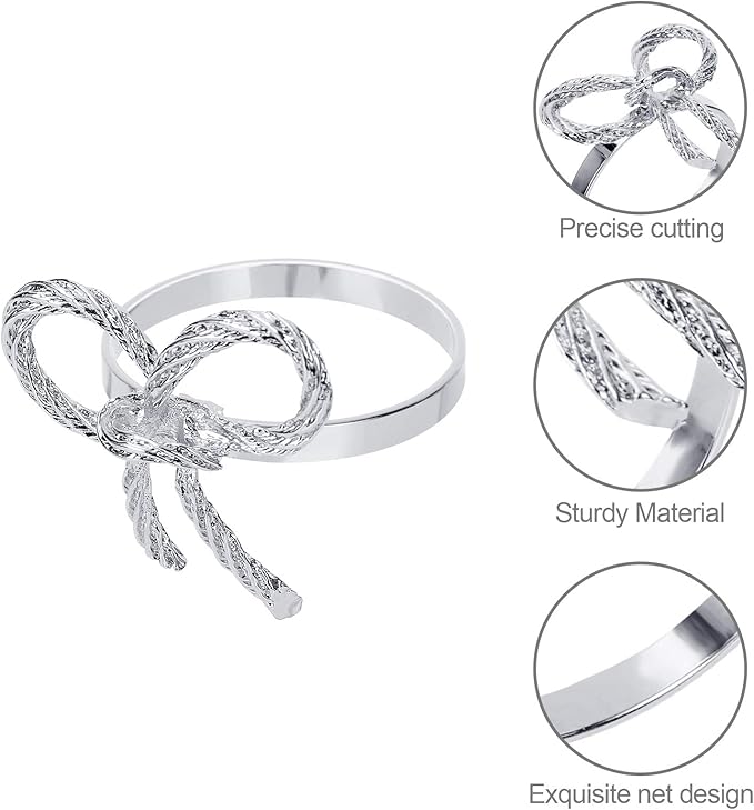 Pack of 18 Napkin Rings Alloy Hollow Out Flower Napkin Holder Dinning Table Napkin Ring for Dinner Parties Wedding Banquet Table Setting Family Gatherings Table Decor（Silver，18）
