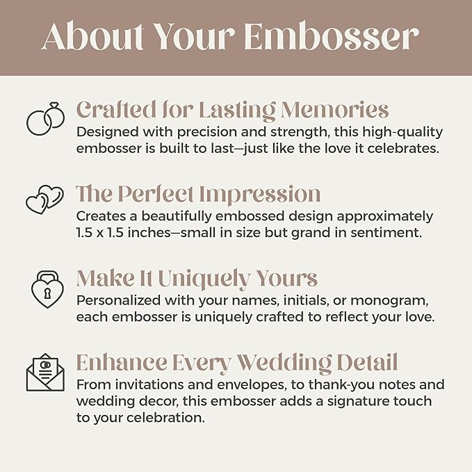 Personalized Wedding Embosser | Custom Made with Initials or Monograms for Couples | Elegant Designs for Stationery, Invitations, Napkins, and More (Design 1)