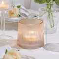 Ribbed Tealight Votive Candle Holders Set of 10- Tea Light Candle – Gold
