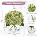 Hydrangea Artificial Flowers with Glass Vase Silk Faux – Dark Green
