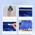 Foil Fringe Backdrop, 3 Pack, Royal Blue Shiny Tinsel Curtains
