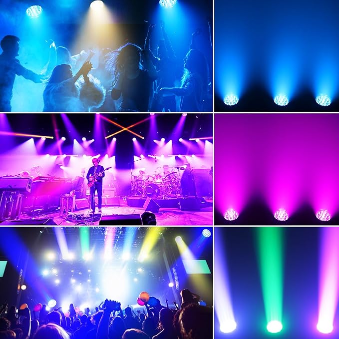 19x10W Moving Head Light Focusing/Beam/Wash/Zoom Effect Stage Lights 4-in-1 LED DMX512 & Sound Activated Control for DJ Disco Nightclub KTV Bar Theater Shopping Mall (4 PCS