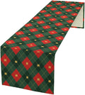 Christmas Table Runner,Green Red Xmas Plaid Table Cloth Kitchen Dining Table Decoration for Home Party Decor 13x90 Inch