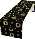 Magic Gold Sun Moon Stars Table Runner Mystical Farmhouse Rustic TableRunner for Party Holiday Dining Room Kitchen 13x108 Inch