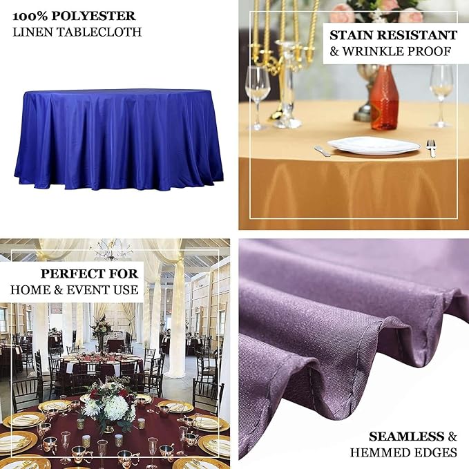 Efavormart Round Tablecloth, 132 Inch Stain & Wrinkle Resistant Washable Table Cloth, Decorative Polyester Fabric Table Cover for Banquet, Wedding, Dining- Lavender