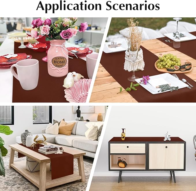 2 Pack Chocolate Small Short Table Runner 12 x 24 Inch Solid Color Runners Coffee Table Dresser for Daily Party Home Decoration