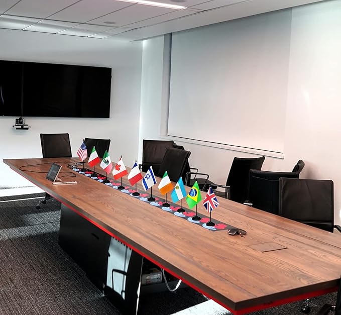 12 Pack Israel Desk Flags Set, Israeli Small Mini Table Office Flags with 12" Solid Black Pole, 8.2 x 5.5 Inches, Home and Office Decoration, Festival Celebrations