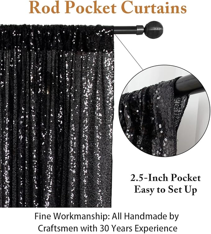 ShinyBeauty 10x10FT Black Sequin Backdrop | Photography & Wedding Background | Glitter Photo Booth Backdrop | Perfect for Baby Birthday Parties & Events | Durable & Elegant Curtain
