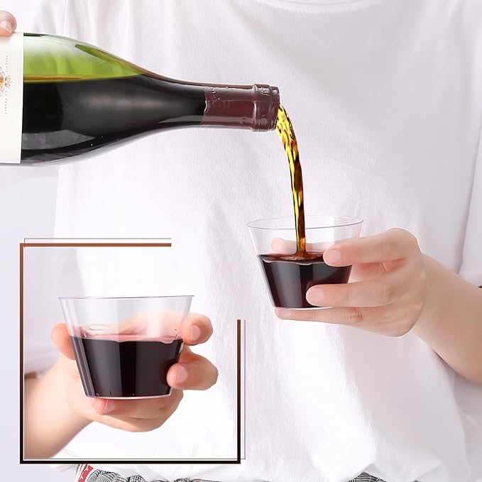 Plastic Party Cups, 5 oz Clear Disposable, 100 Pack