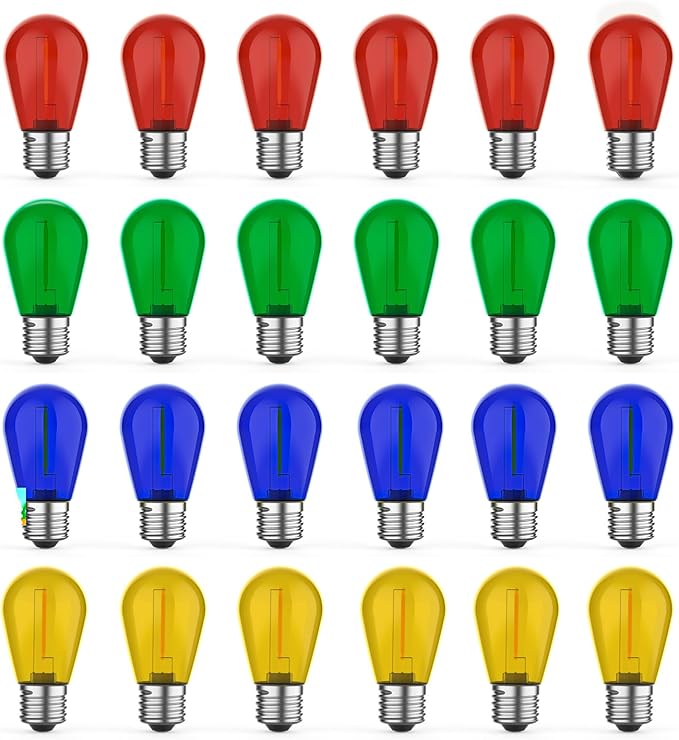 LED Bulbs 24 Pack S14 Multicolor Outdoor Replacement Bulbs