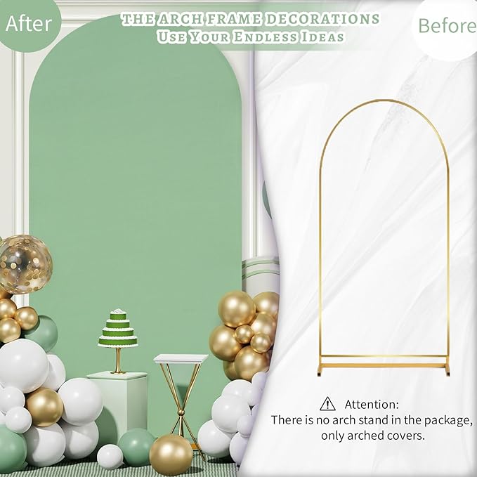SoarDream Sage Green Spandex Arch Cover 6FT Wedding Arch Backdrop Cover Stretchy Backdrop Chiara Wall Arch Stand Cover for Wedding Birthday Balloon Decorations- Ideal for Balloon Arches