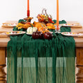 Cheesecloth Table Runner Fall Table Runners Boho, 4 Pack – Emerald Green
