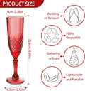 Plastic Champagne Flutes, 24PCS Dark Red Wine Glasses Goblets Cups
