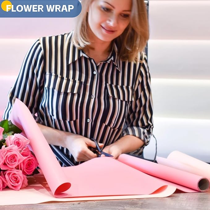 Pink Wrapping Paper, 15"x900" Solid Color Light Pink Art Craft Poster Bulletin Board Decorative Paper for Mother's Day Birthday Valentines Wedding, Bouquet Flower Gift Wrap for Women Girls 80GSM 55LB