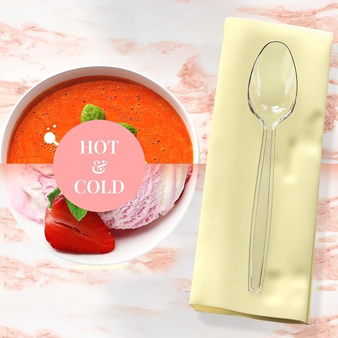 Disposable Plastic Spoons, 500 Count, 6 Inch Clear