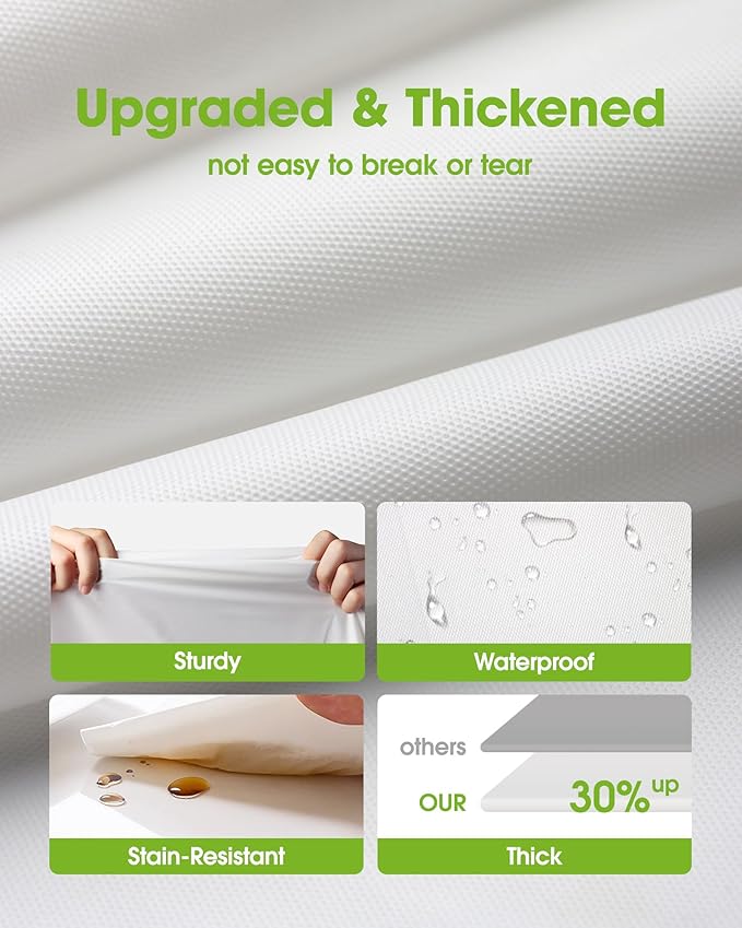 Pureegg Plastic Table Cloth Disposable 10 Pack, 54 x 108 Inch Table Cloths, Party, Picnic, Wedding, Decorative Tablecloths, Rectangle, White Plastic Cover, Leakproof & Sturdy, White