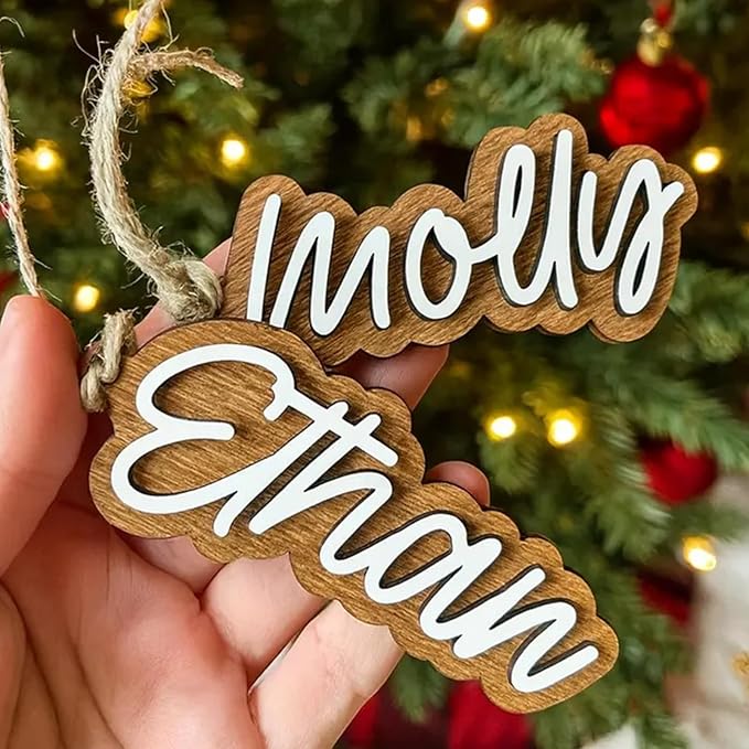 1Pcs Personalized Christmas Stocking Name Tags Custom Wooden Stocking Name Tag Customized Letters Tags Custom Xmas Stockings Hanging Tag Gifts for Christmas Stockings
