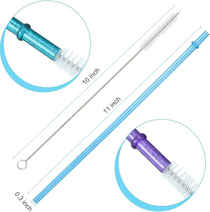 48 Pcs Plastic Straws with Team Bride Flags Reusable Glitter Drinking Straw(Gold, Dark Blue, Purple, Red, White, Green)