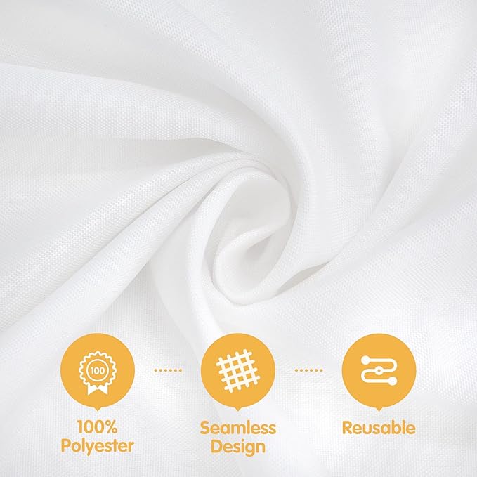 Rectangular White Polyester Tablecloths, 8 Pack, 70 x 120 Inch