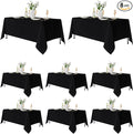 Fitable 8 Pack Table Cloth Rectangle Table: Stain and Wrinkle Resistant Tablecloth Rectangular, Washable Polyester Tablecloths for Wedding Party Dining Banquet Event Catering(Black, 70x108 Inch)
