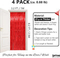 Red Metallic Streamers 3.2 x 8.2 FT, 4 Pack with 23μm Thick Film