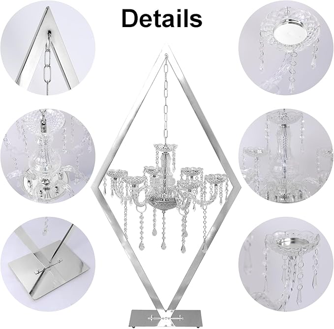European Wedding Romantic Candlestick 45 "Table top Candlestick Metal Candlestick Table for Wedding Party Activities in The Center of The Room (Silver, 2PCS)