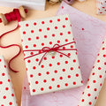 Polka Dot Wrapping Paper, Reversible Pink Beige Elegant Heart & Bow