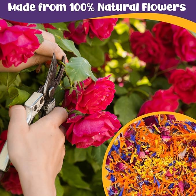 Edible Cake Toppers: 4-Petal Dried Flower Blend, 3.5 Oz Bag