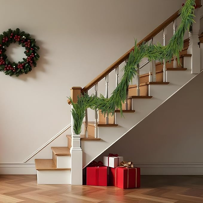 Garlands, 2 Pack Green Norfolk Pine Christmas, 6 Ft PE