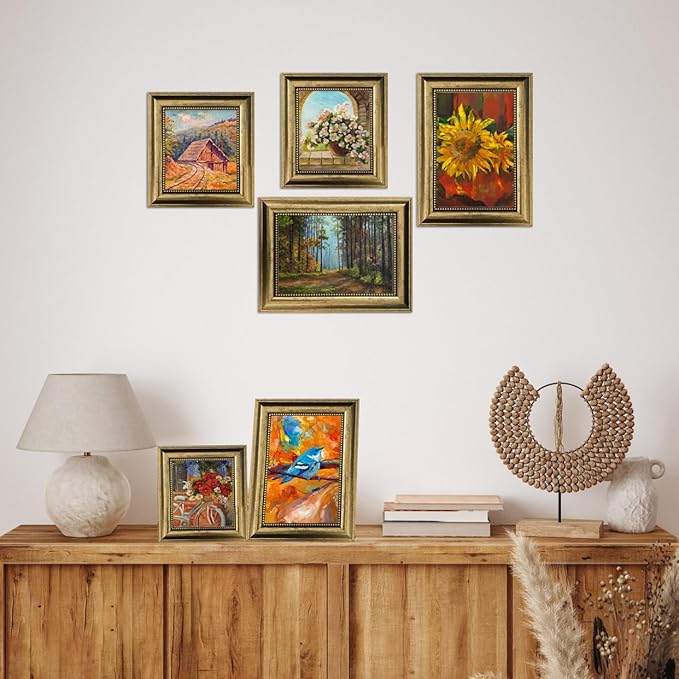 8x10 Picture Frames Set of 4- Rustic Retro Photo Frame with Real Glass Wall Mount and Tabletop Display Family Friends Wedding Gift