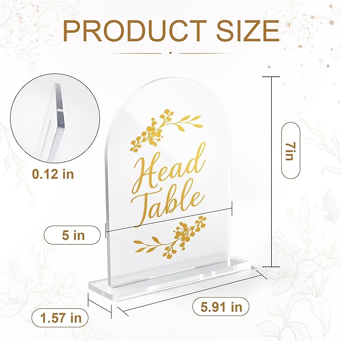 Wedding Table Numbers 1-20 Clear Acrylic Seating Number Signs for Weddings Reception Anniversary Party Decor Seat Number for Tables with Elegant Gold Lettering