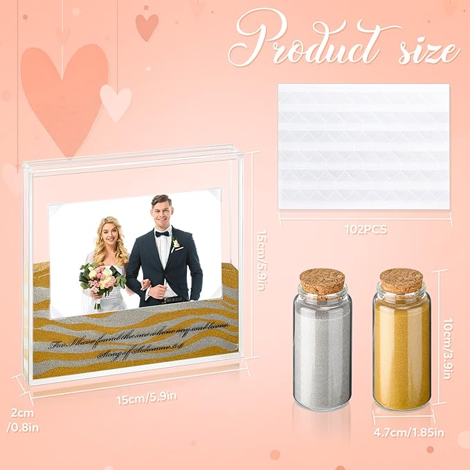 Wall Tabletop Frame Wedding Unity Sand Kit, Clear Acrylic, Yellow and Gray