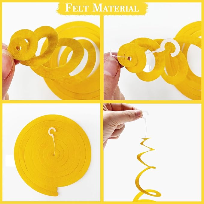 36 Pcs Red Blue Yellow Hanging Swirl Decorations Colorful Felt Swirl Streamer Spiral Ceiling Decorations Garland for Carnival Circus Clown Fiesta Festival Birthday Baby Shower Wedding Party Supplies