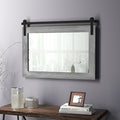 Farmhouse Barn Door Mirror, 41" X 26" Rustic Wood Framed Wall Mirror