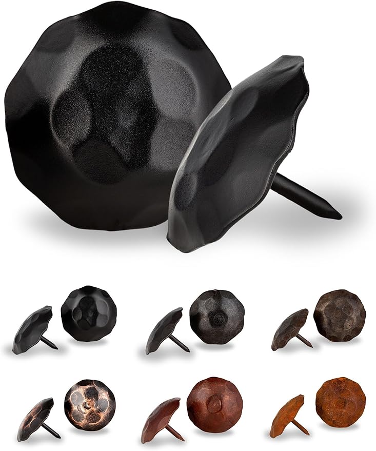 50 Pack 1.5" Round Head Iron Clavos Decorative Nails – Black – Handmade Rustic Round Fasteners for Farmhouse Shutters, Faux Wood Beams, Barn Doors, Shutters, Gates – Ornamental Wood Accent