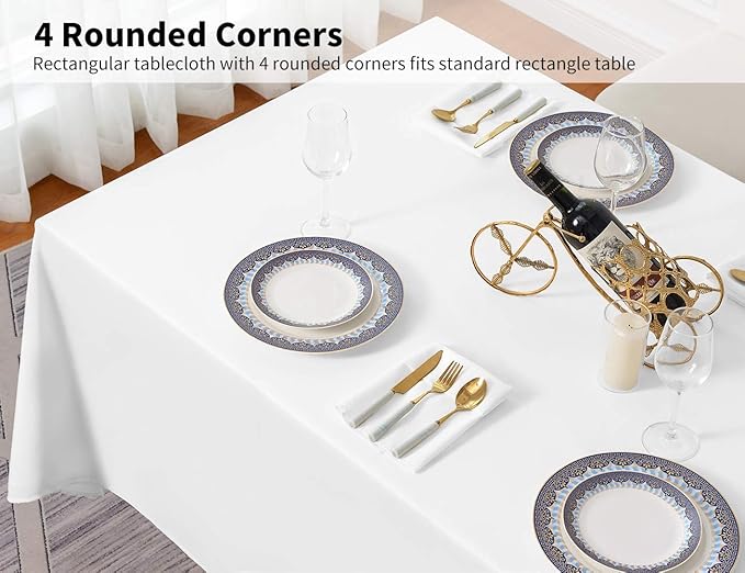 Surmente 10 Pack White Rectangle Tablecloth 60 x 102-inch Rectangular Polyester Table Cloth for Weddings, Banquets, or Restaurants
