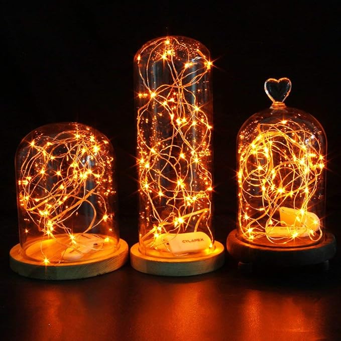 CYLAPEX 12 Pack Orange Fairy Lights String Battery Operated Fairy Lights Starry String Lights on 3.3ft/1m Silvery Copper Wire Lights for Hallowen Christmas Decoration Costume Wedding Party