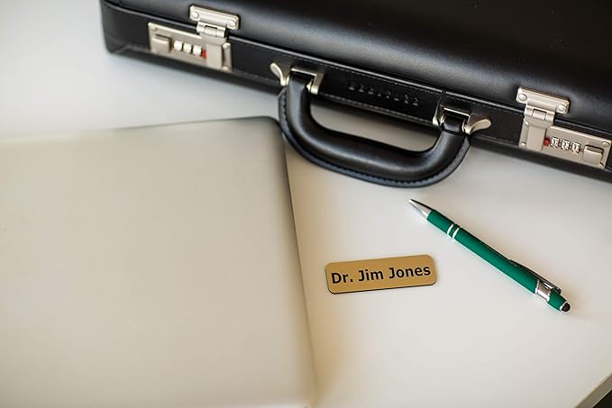 Custom Engraved Name Tag Badges – Personalized Identification with Pin or Magnetic Backing, 1.5 Inch x 3 Inches, Black/Gold
