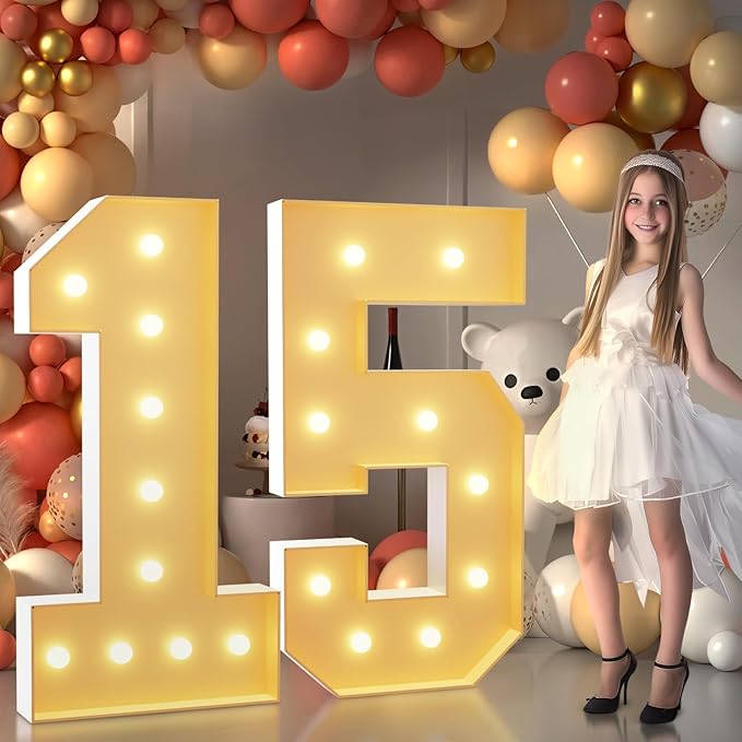 Party Decor Marquee Light Up Numbers, 4-Foot Foam Board