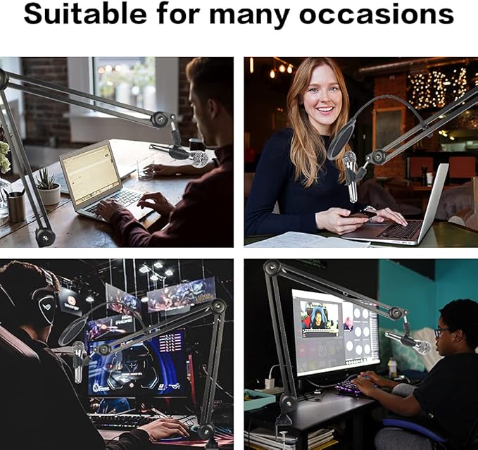 BOMGE heavy duty gaming Mic Boom Arm,Adjustable Studio Microphone Stand Arm for Blue Snowball, Blue Snowball ICE, Blue Yeti,Radio Broadcasting and Gaming