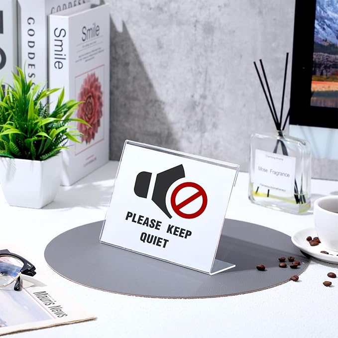 Vicenpal 200 Pcs 7x5 Inch Clear Acrylic Sign Holder Plastic L-shape Vertical Menu Stand, Picture Photo Frames, Table Paper Holder, Flyer Sign Display Stand for Restaurants, Store, Office, Wedding