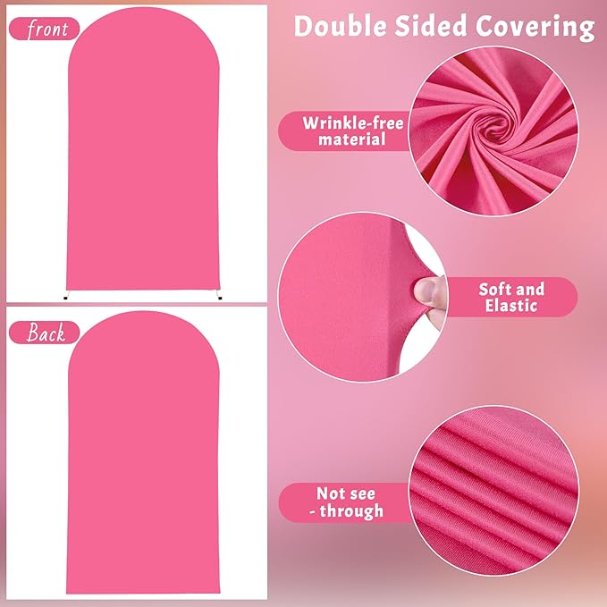 6.6FT Fuchsia Arch Backdrop Cover - Polyester Fitted Wedding Arch Stand Covers Round Top Chiara Arch Backdrop Cover for Birthday Party Banquet Photo Background Decoration