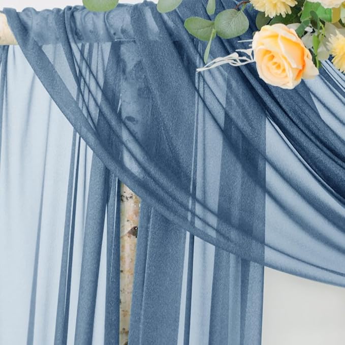Outdoor Curtains Dusty Blue Sheer Chiffon Arch Drape 29 x 236 In
