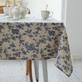 Pastoral Rectangle Tablecloth - 60 x 102 Inch - Beige Linen Table Cloth - Washable Table Cover with Dust-Proof Wrinkle Resistant for Restaurant, Picnic, Indoor and Outdoor Dining, Floral (Dark Blue)