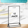 Acrylic Menu Holders, 12 Pack Black Frame Table Sign Holders
