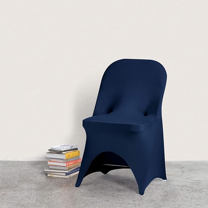 Dining Chair Slipcovers in Navy Stretch Spandex, 25 Pack